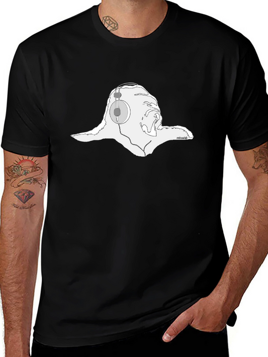Cool Sloth Headphones Graphic Black T-Shirt