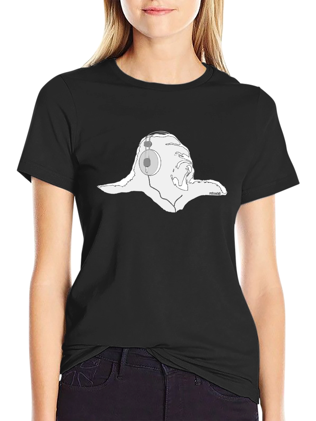 Cool Sloth Headphones Graphic Black T-Shirt