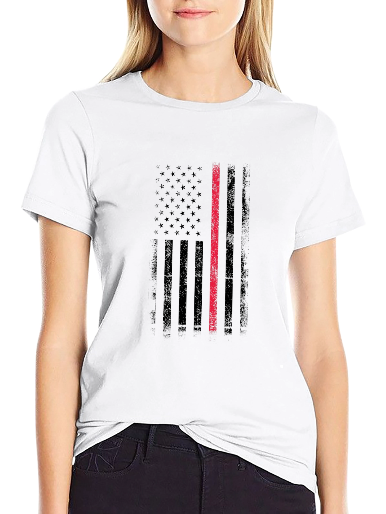 Thin Red Line Flag Graphic T-Shirt