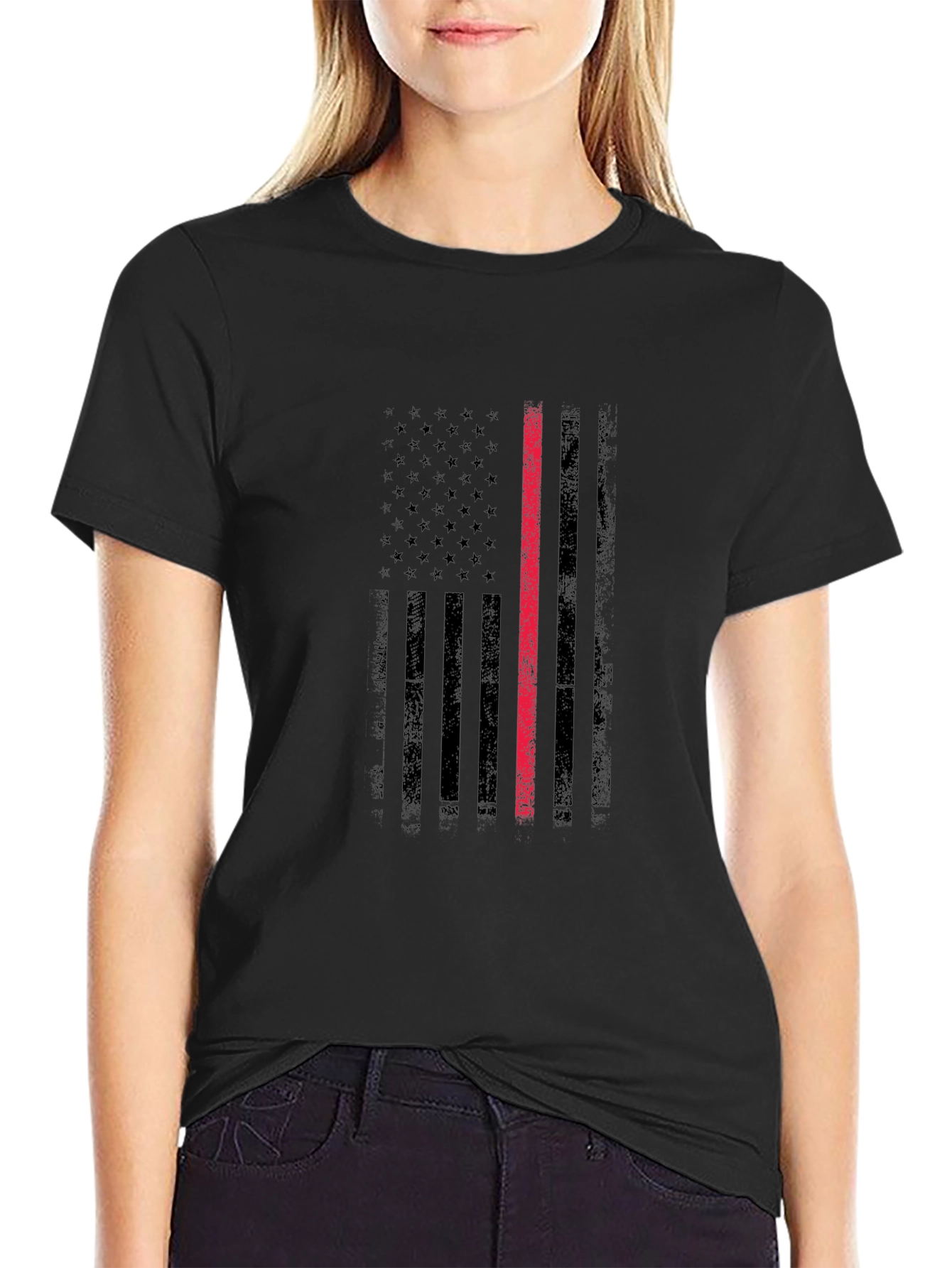 Thin Red Line Flag Graphic T-Shirt