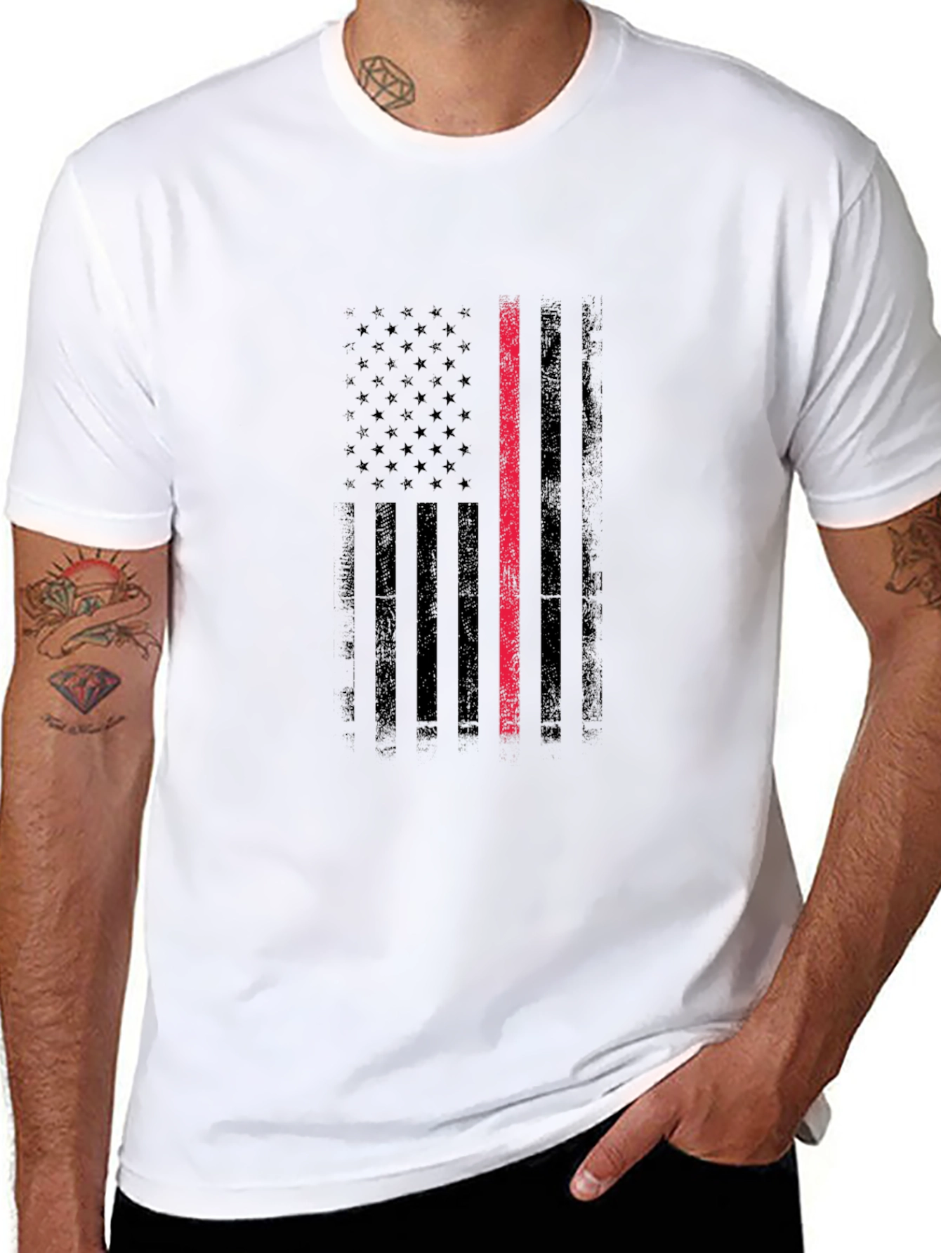 Thin Red Line Flag Graphic T-Shirt