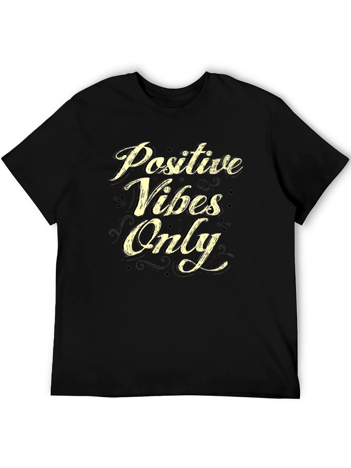 Positive Vibes Only Graphic T-Shirt - Casual Black Tee