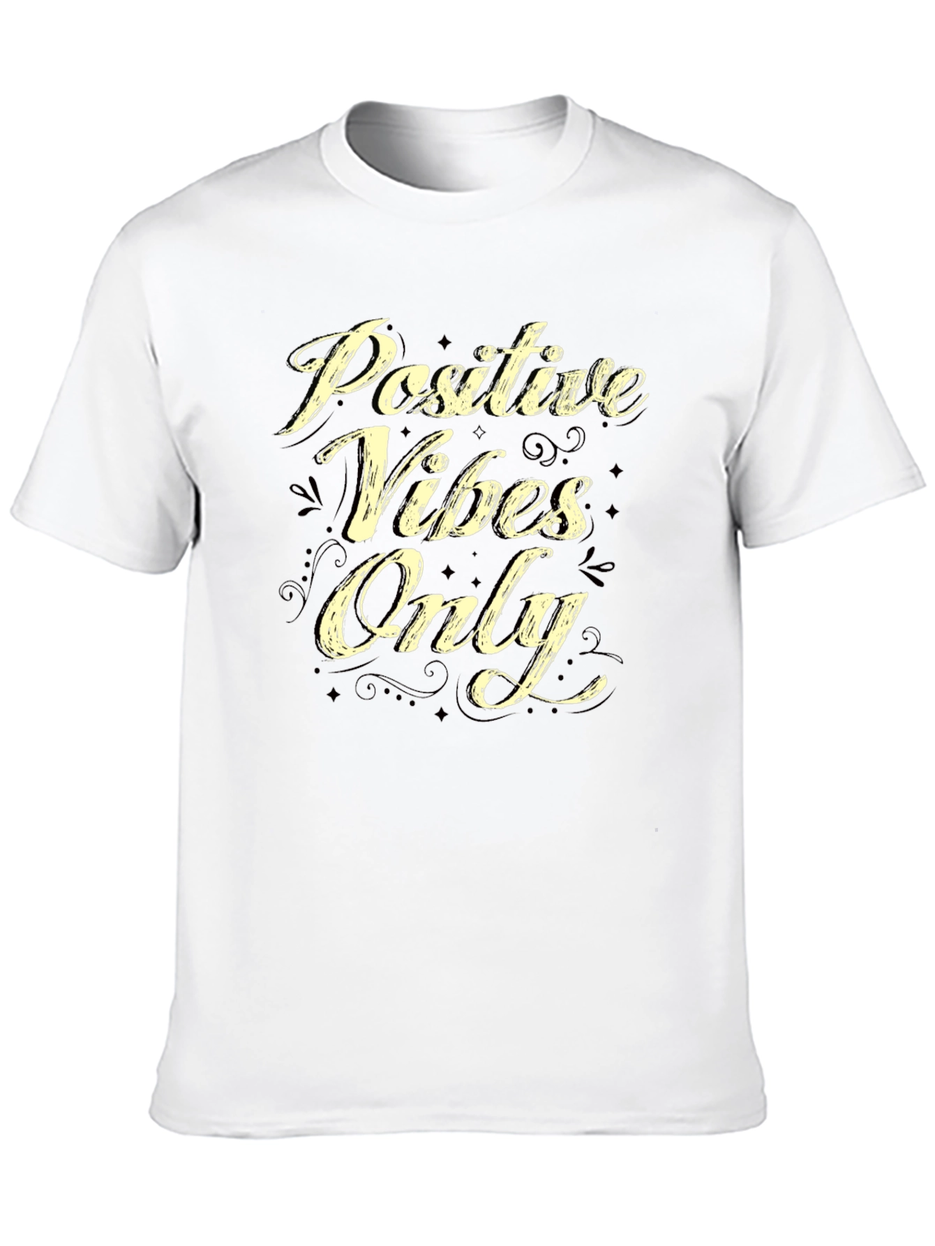 Positive Vibes Only Graphic T-Shirt - Casual Black Tee