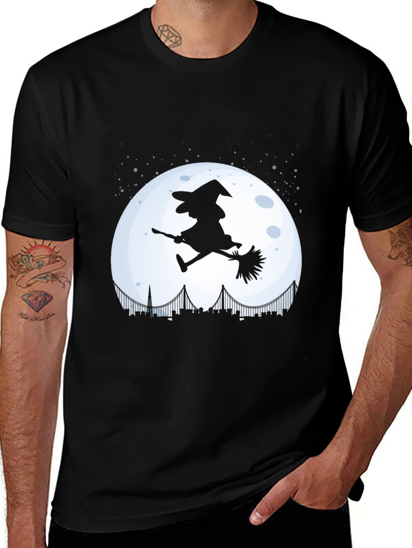 Witch Halloween Moon Graphic Tee