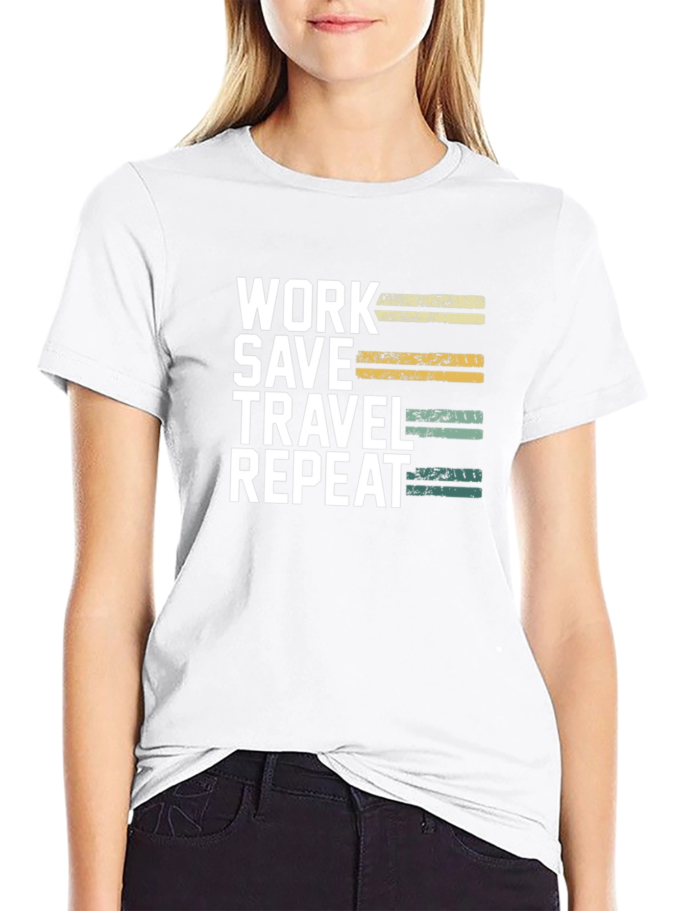 Work Save Travel Repeat Black T-Shirt