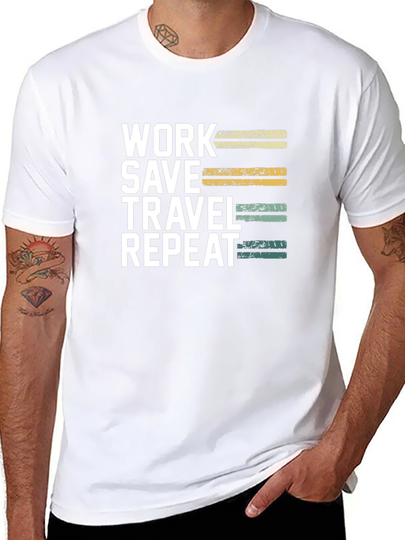 Work Save Travel Repeat Black T-Shirt