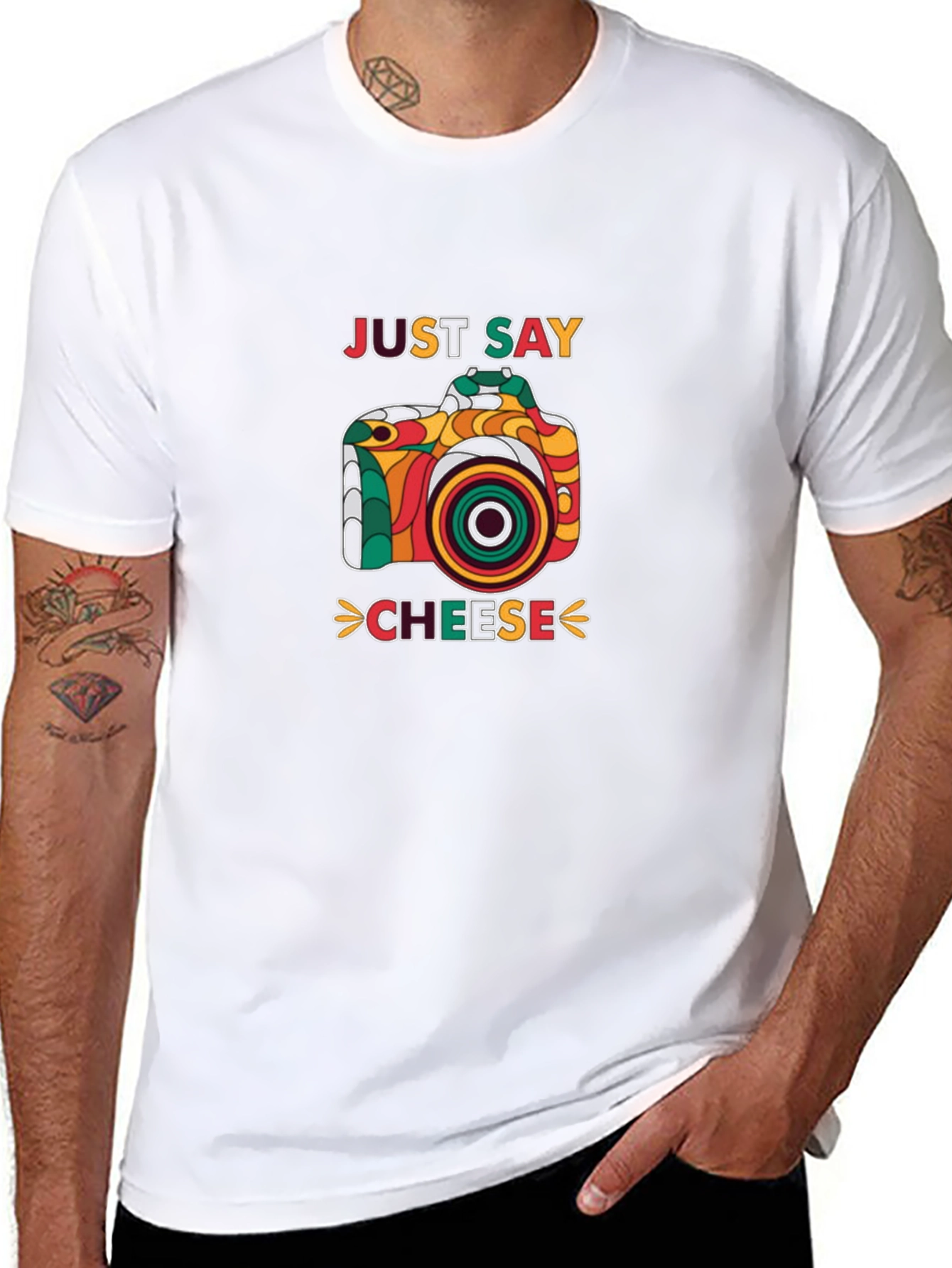 Just Say Cheese Retro Camera Graphic T-Shirt