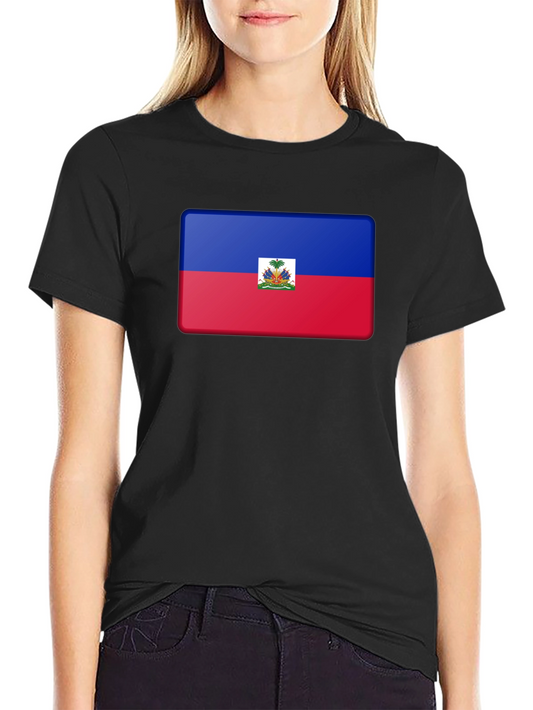 Haiti Flag T-Shirt - Black Casual Tee