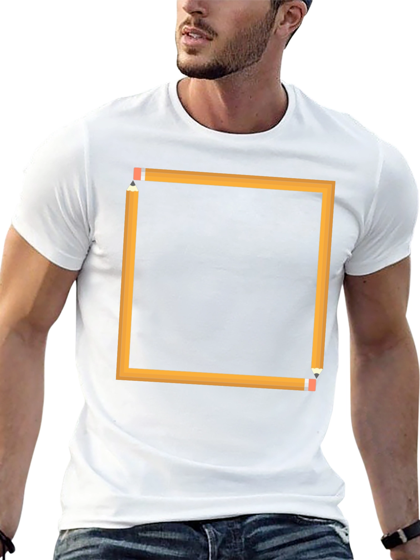 Pencil Square Graphic Tee - Artsy Design