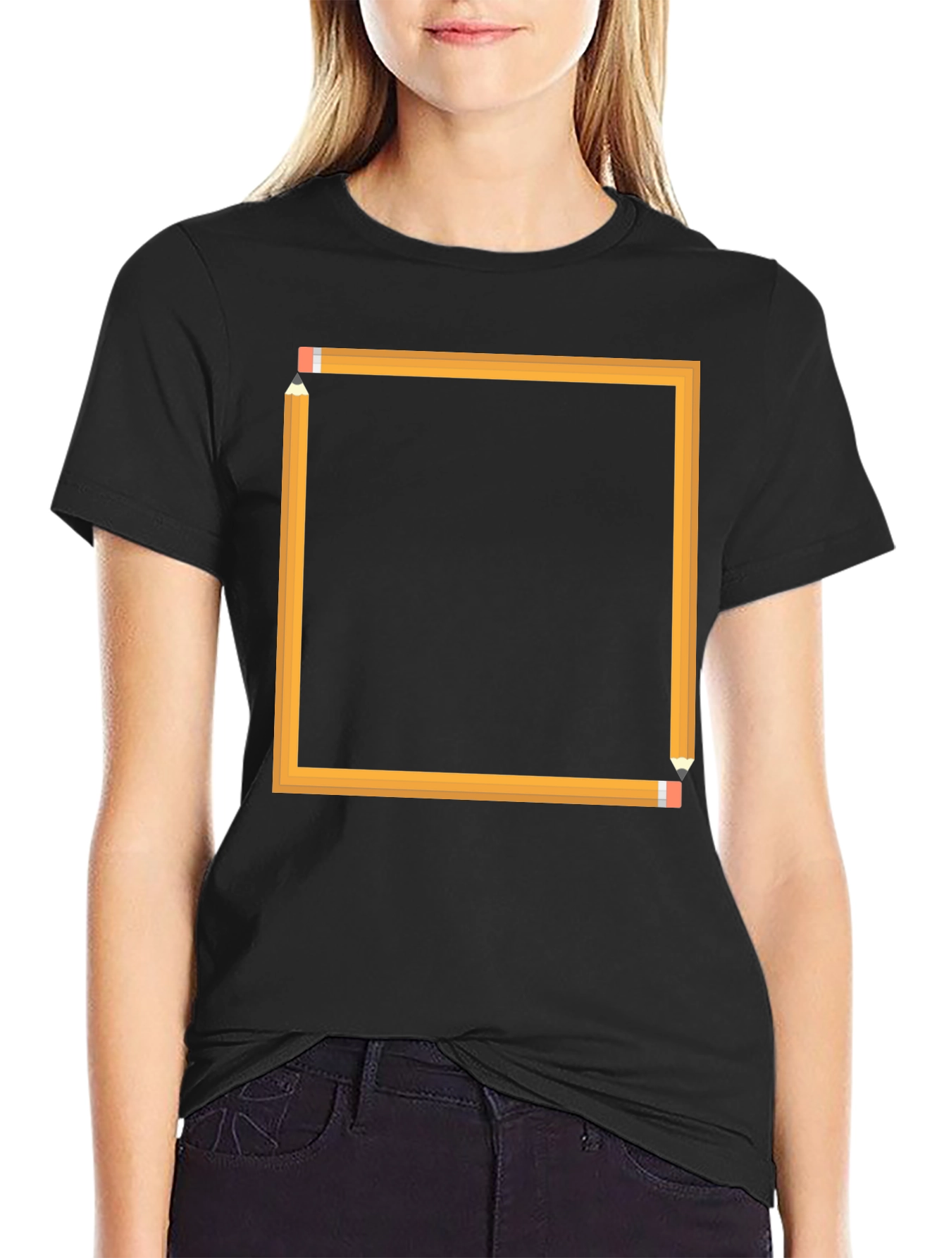 Pencil Square Graphic Tee - Artsy Design