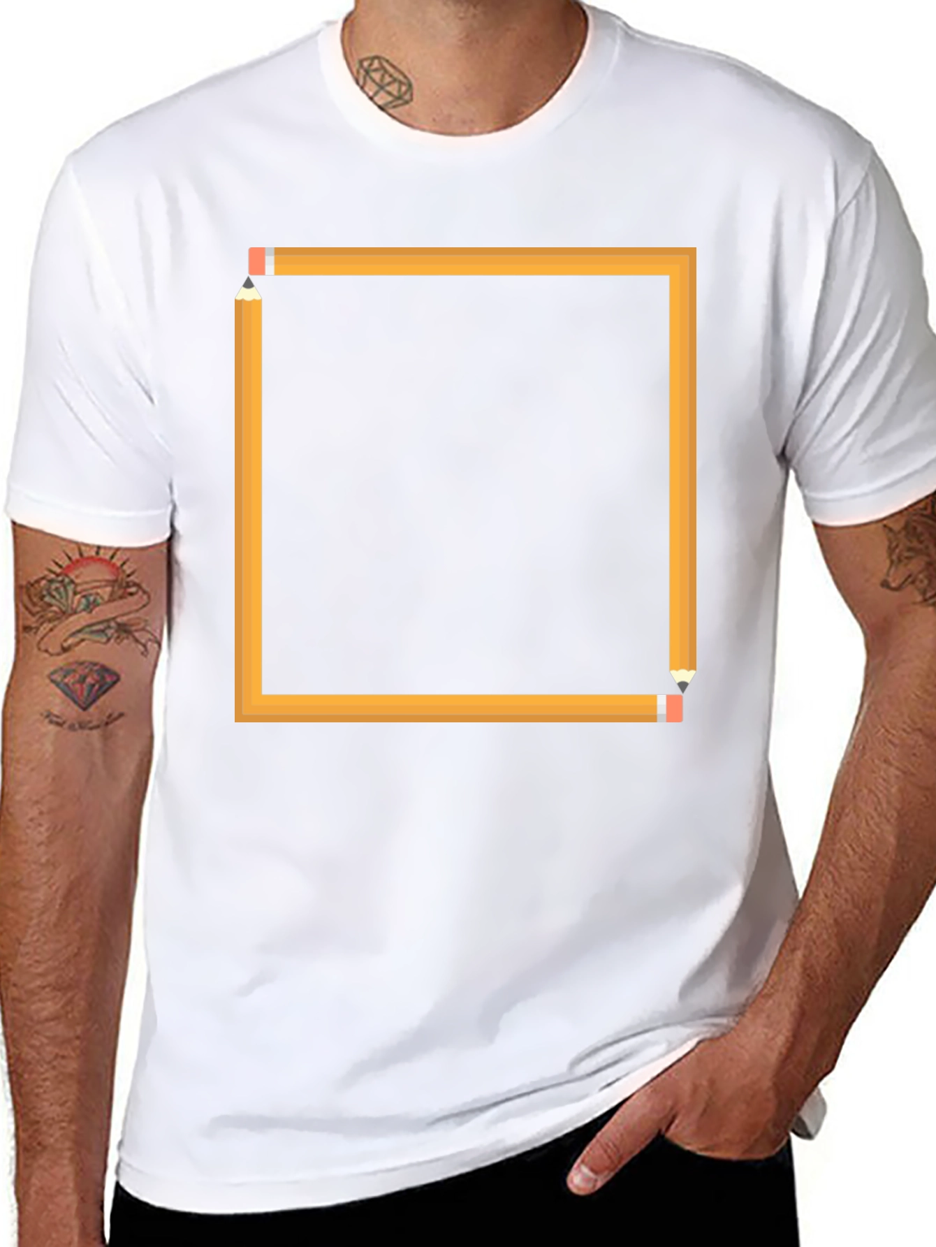 Pencil Square Graphic Tee - Artsy Design