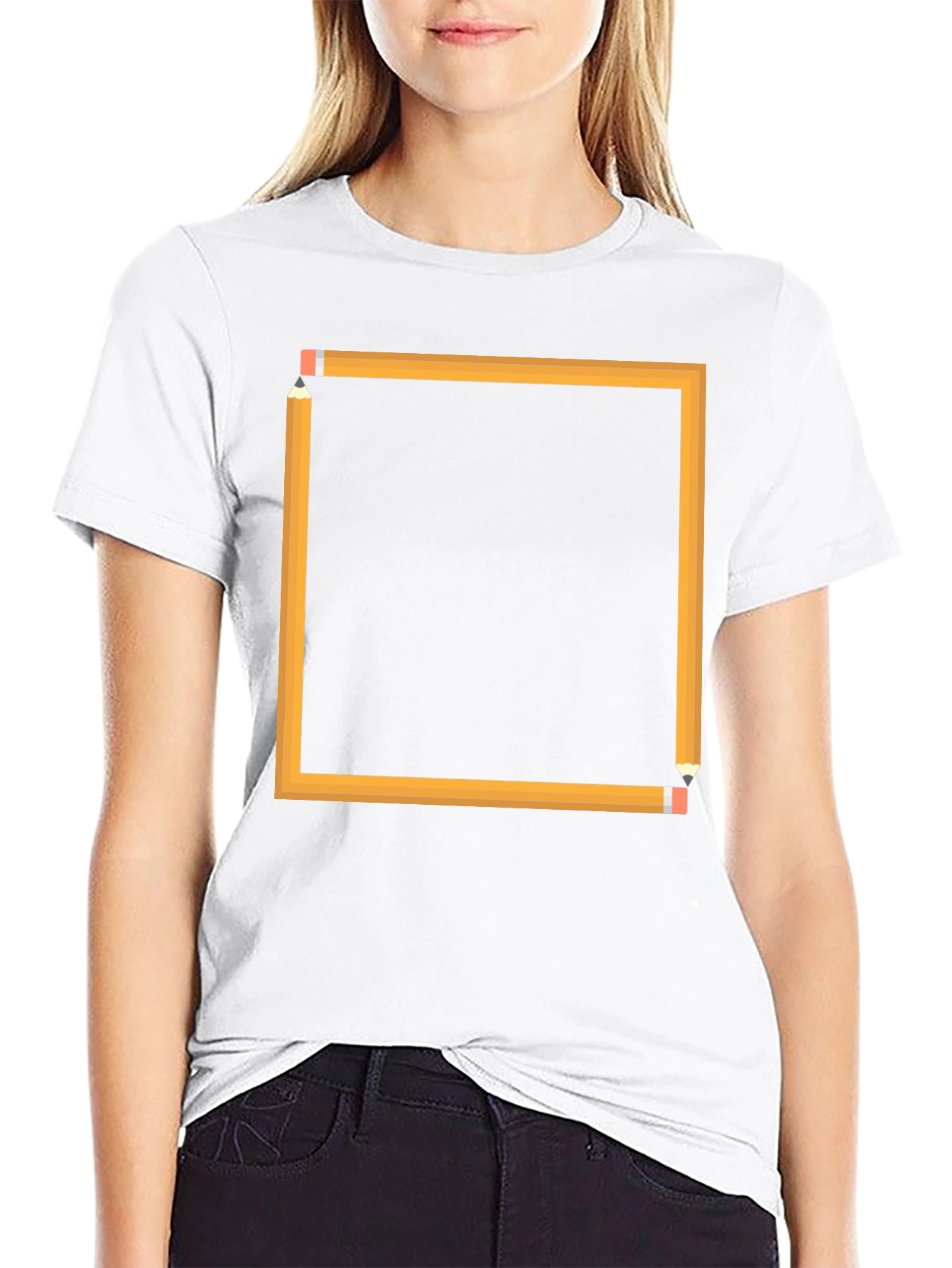 Pencil Square Graphic Tee - Artsy Design