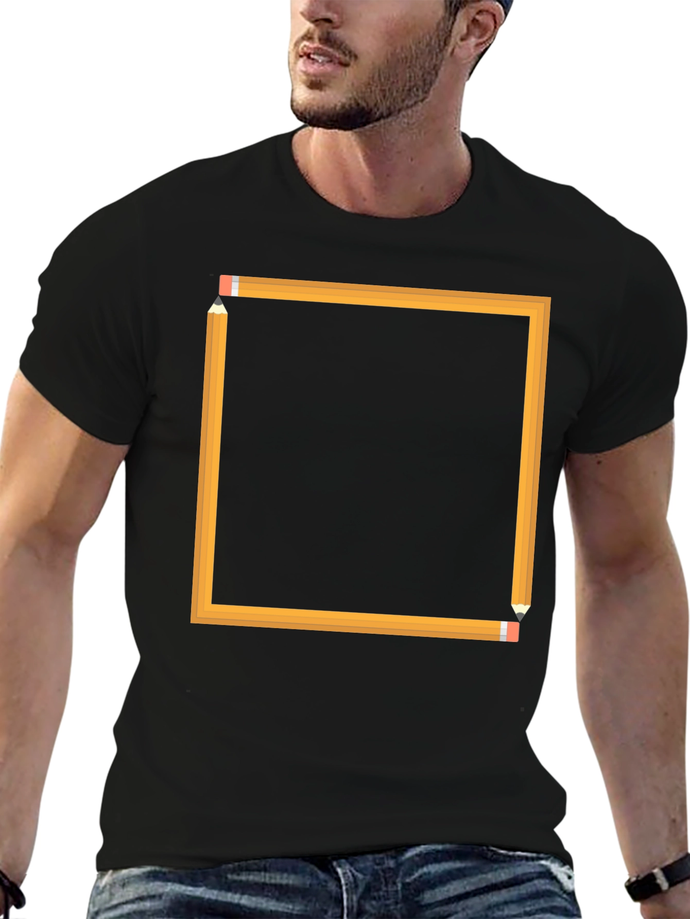 Pencil Square Graphic Tee - Artsy Design