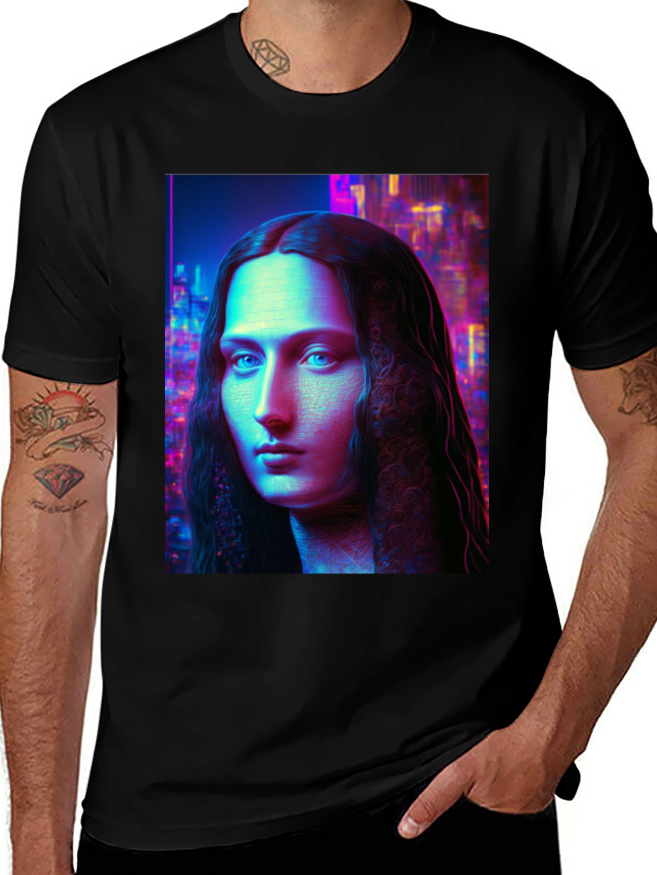 Neon Renaissance T-Shirt: Unique Artistic Tee