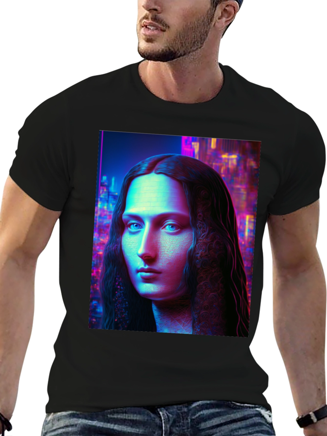 Neon Renaissance T-Shirt: Unique Artistic Tee