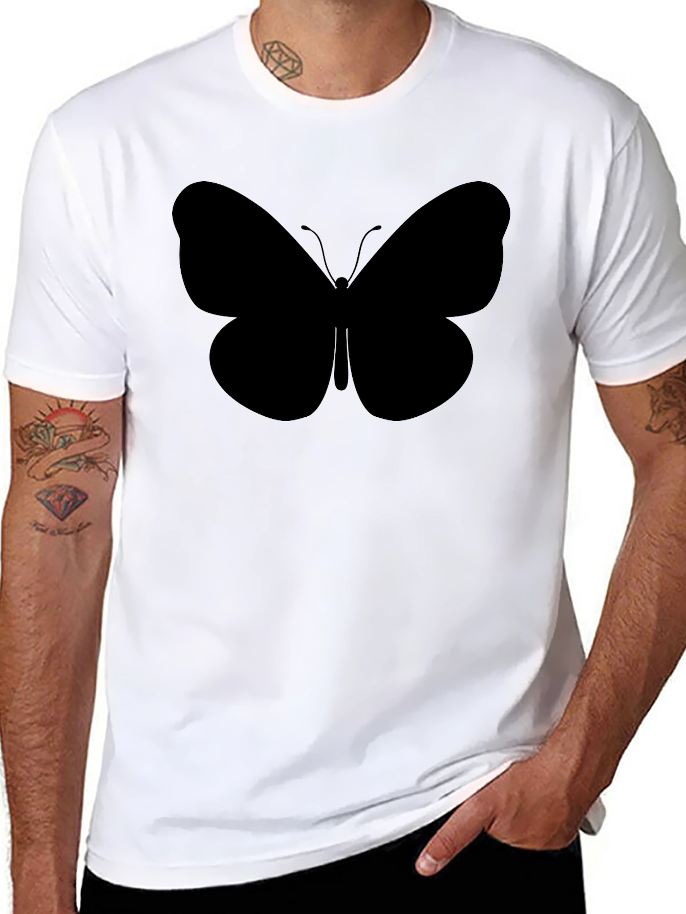 Black Butterfly Graphic Tee - Stylish Mens T-Shirt