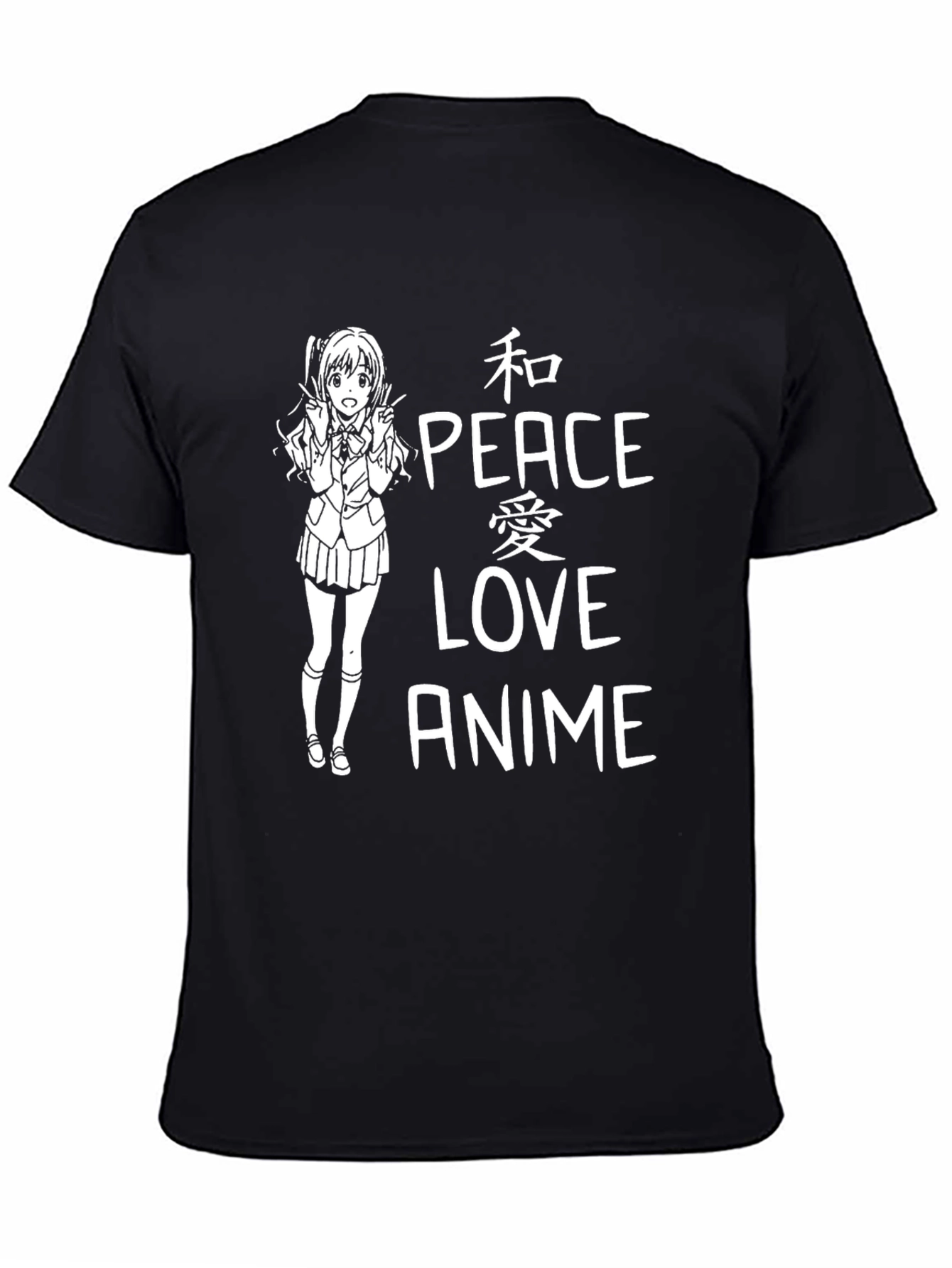 Peace Love Anime T-Shirt - Black Graphic Tee