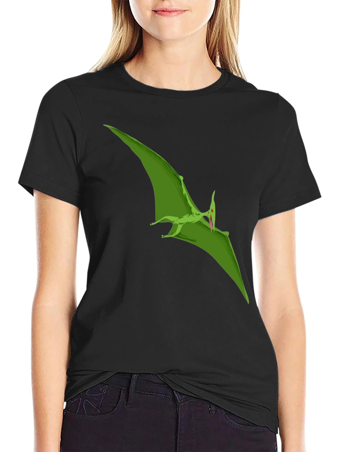 Pterodactyl Graphic Tee - Black Cotton T-Shirt