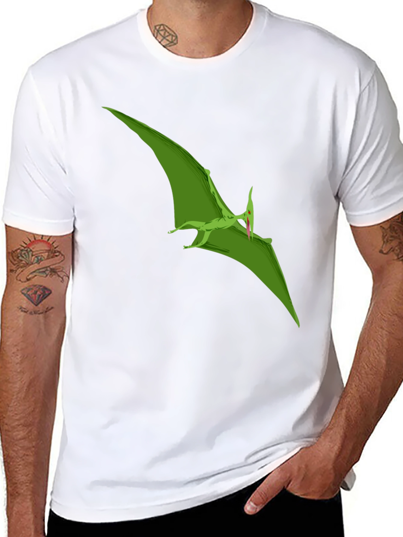 Pterodactyl Graphic Tee - Black Cotton T-Shirt