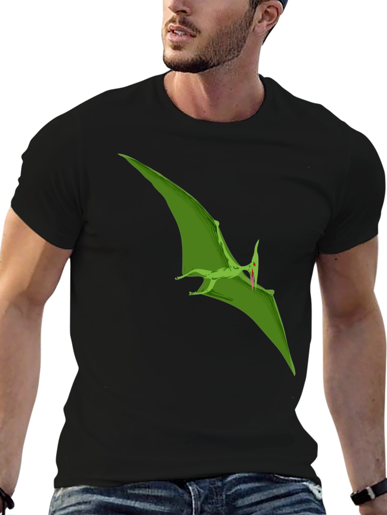 Pterodactyl Graphic Tee - Black Cotton T-Shirt
