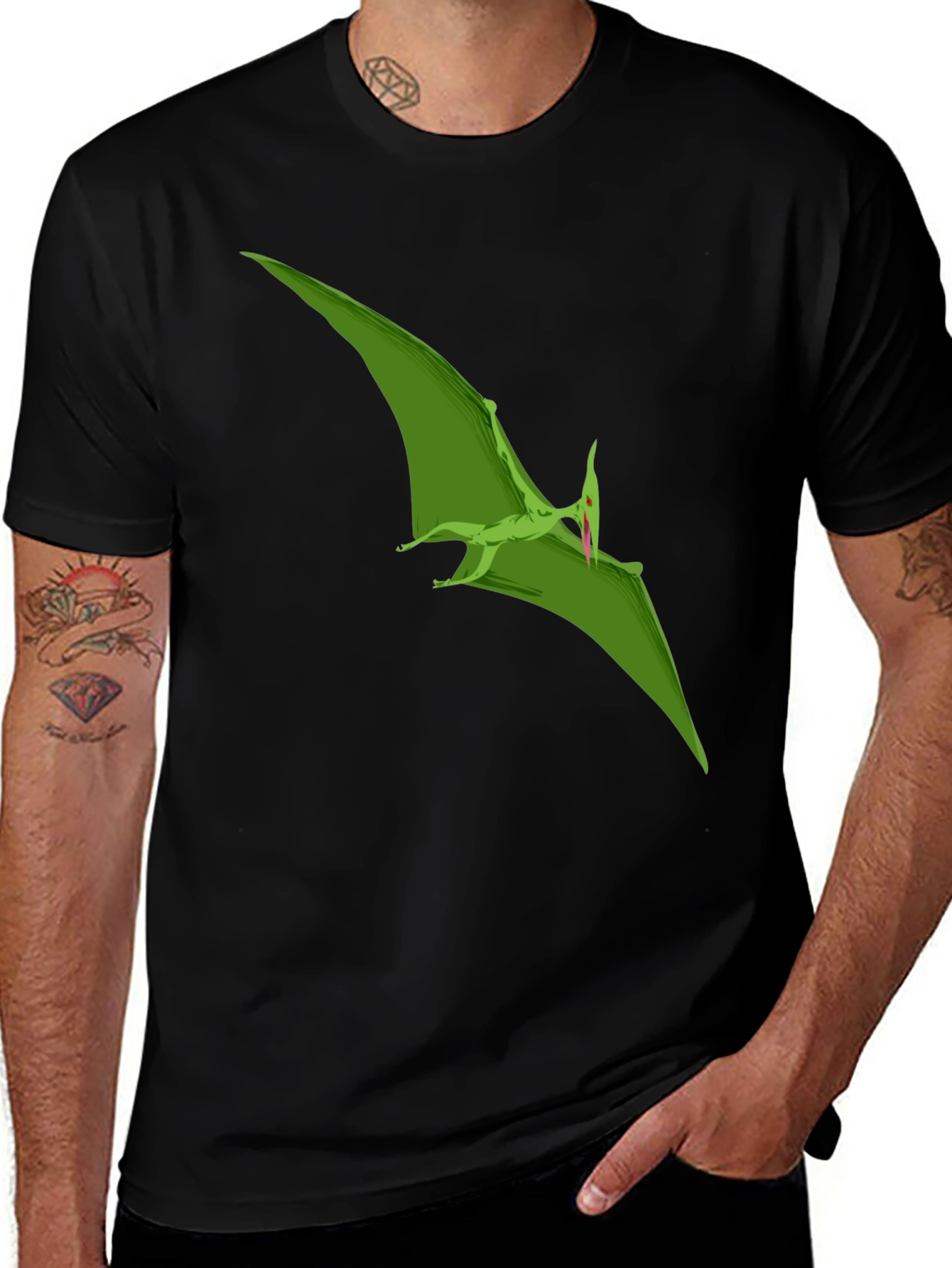 Pterodactyl Graphic Tee - Black Cotton T-Shirt