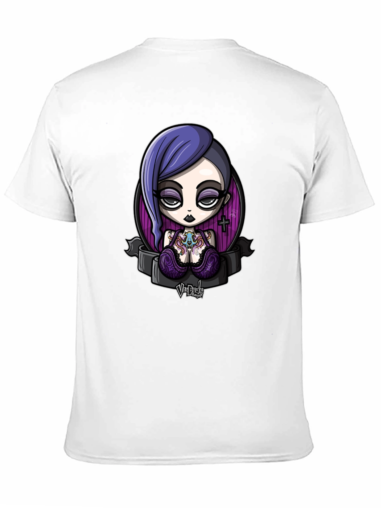 Gothic Cartoon Girl Graphic Black T-Shirt