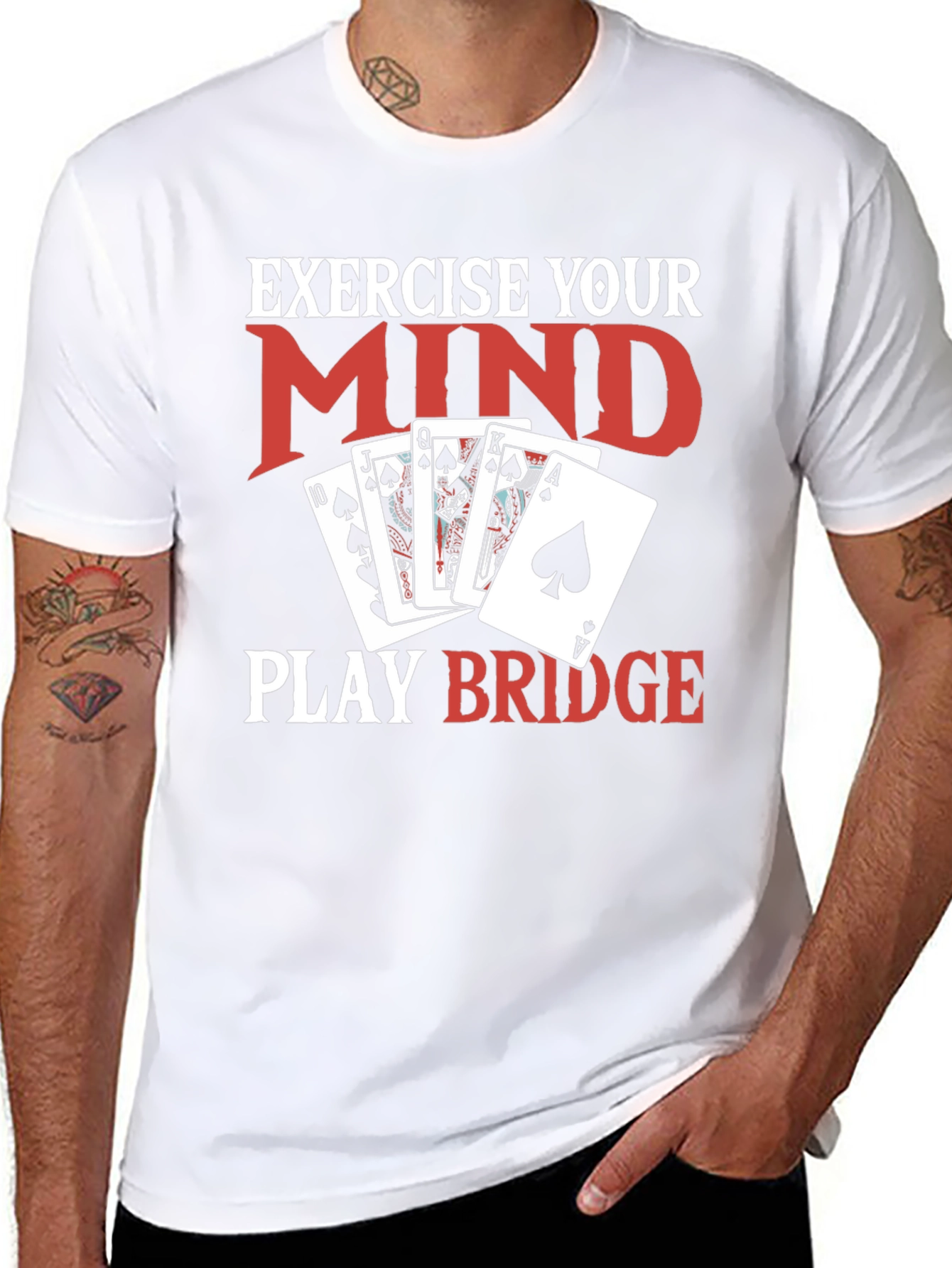 Exercise Your Mind Play Bridge Black T-Shirt