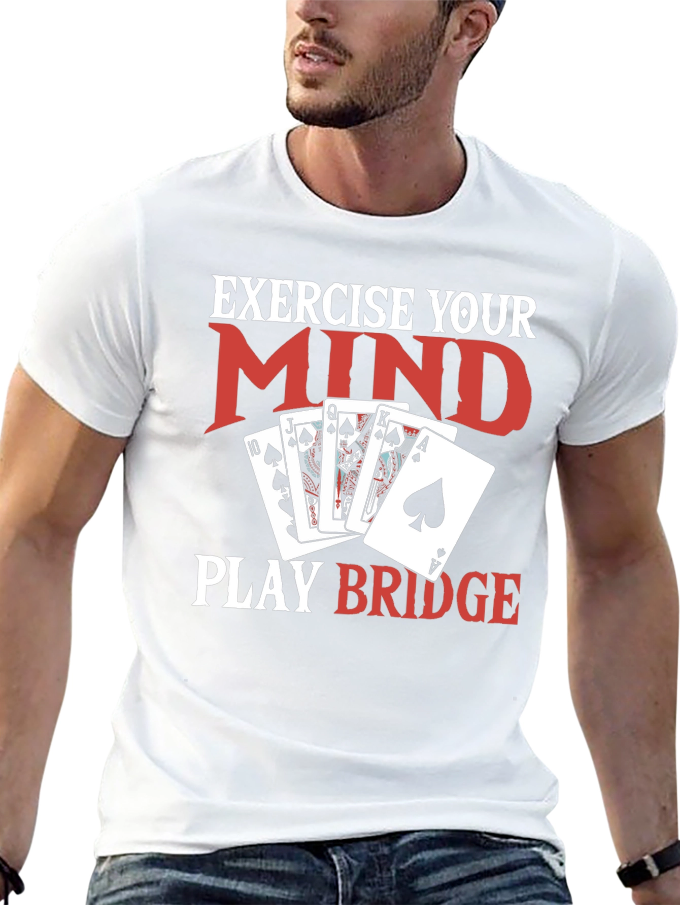 Exercise Your Mind Play Bridge Black T-Shirt