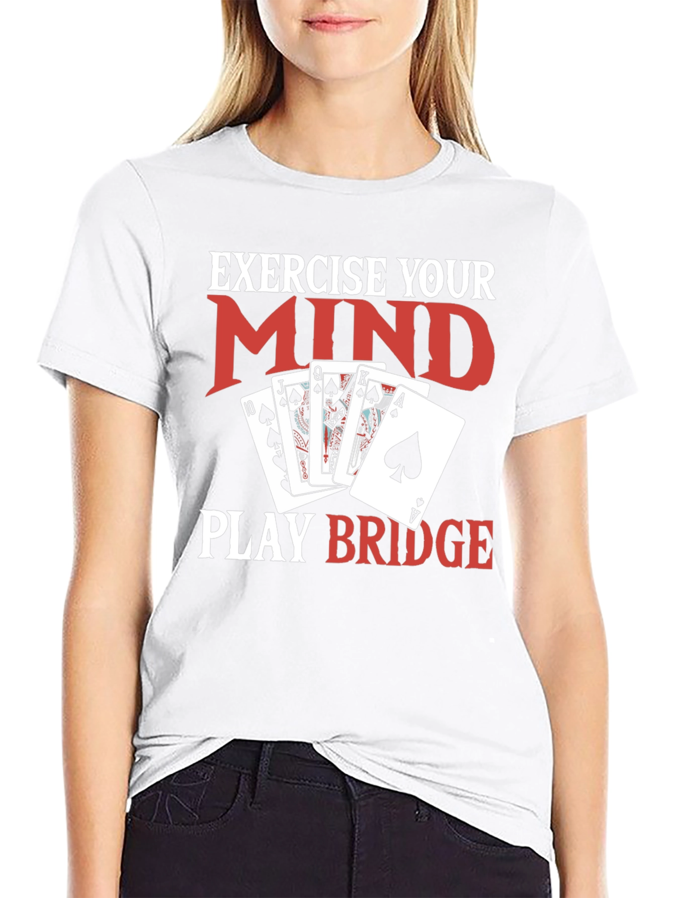 Exercise Your Mind Play Bridge Black T-Shirt