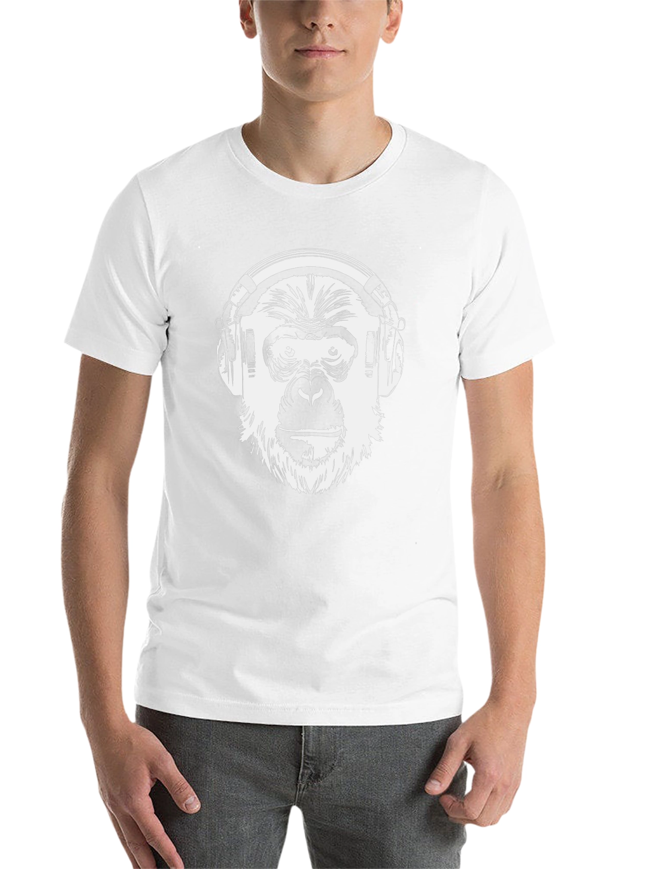 Monkey DJ Graphic T-Shirt - Black Crew Neck Tee