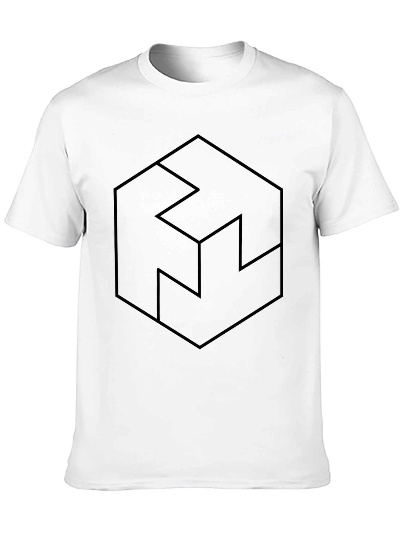 Geometric Hexagon Design Black T-Shirt