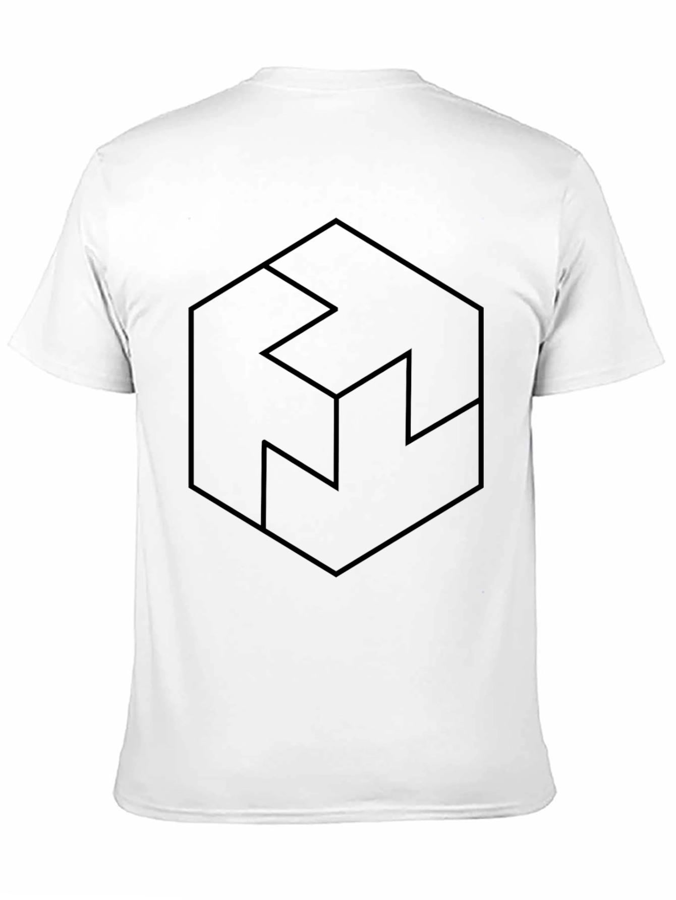 Geometric Hexagon Design Black T-Shirt