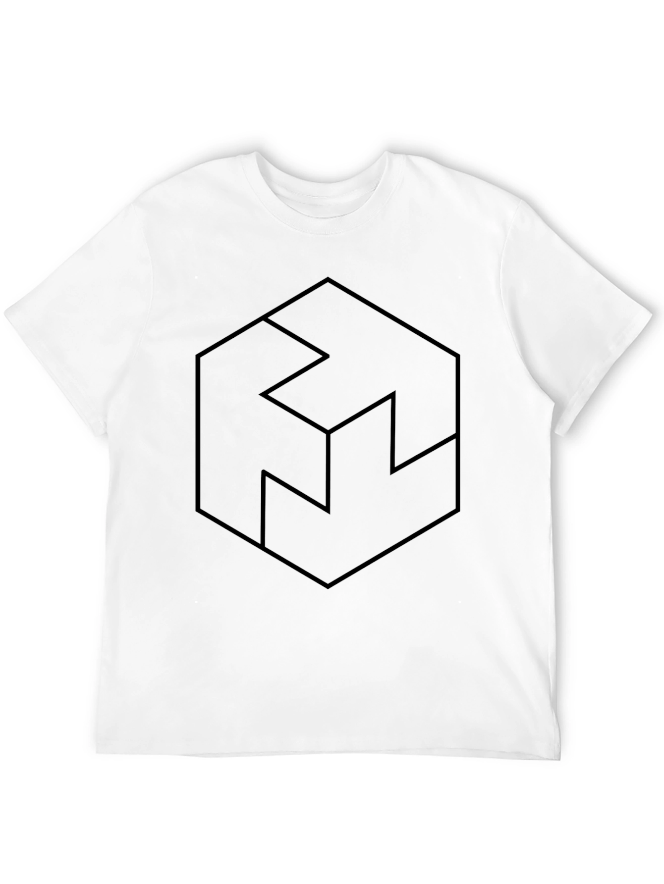 Geometric Hexagon Design Black T-Shirt