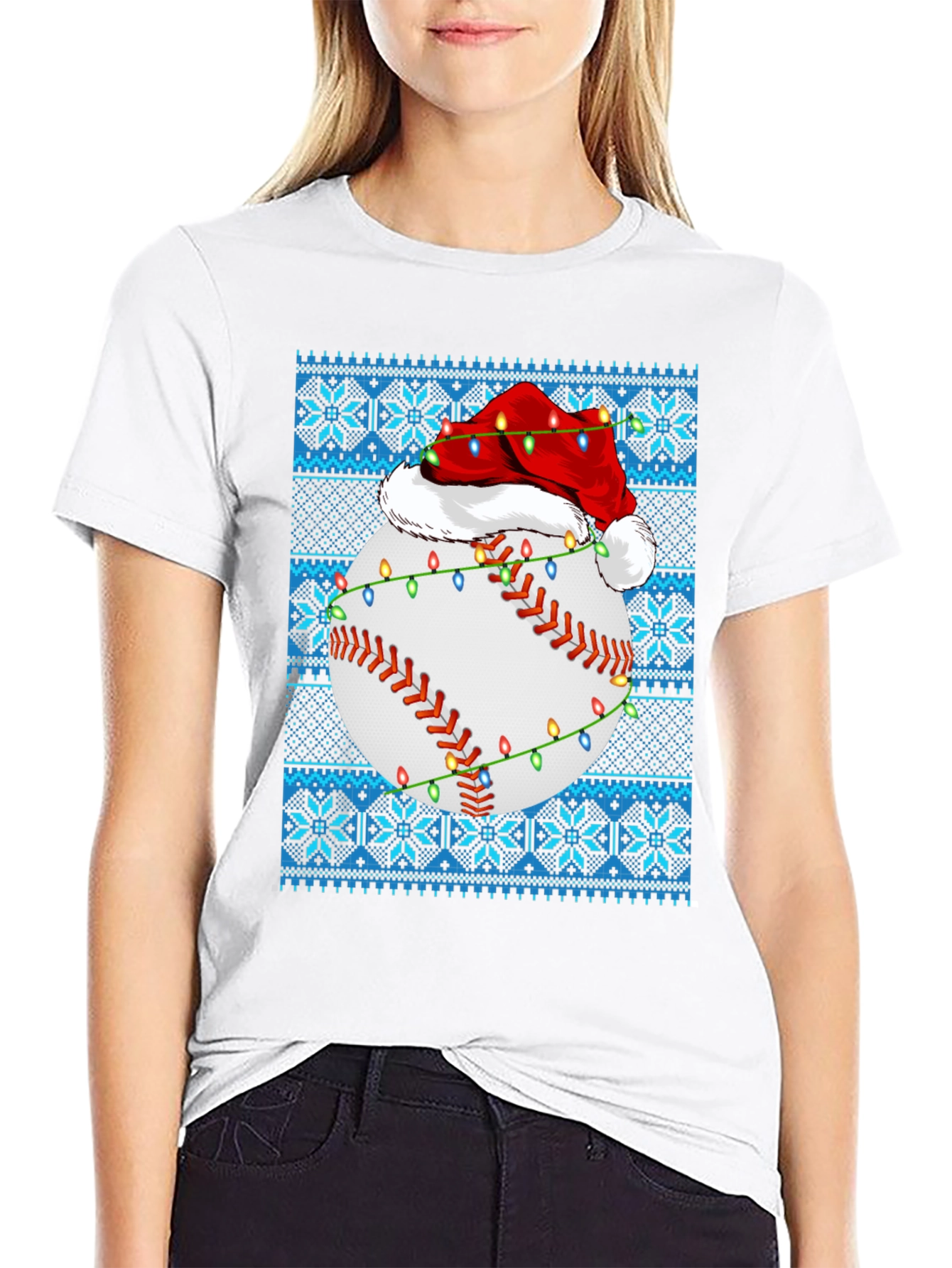 Festive Baseball Ugly Christmas Sweater T-Shirt