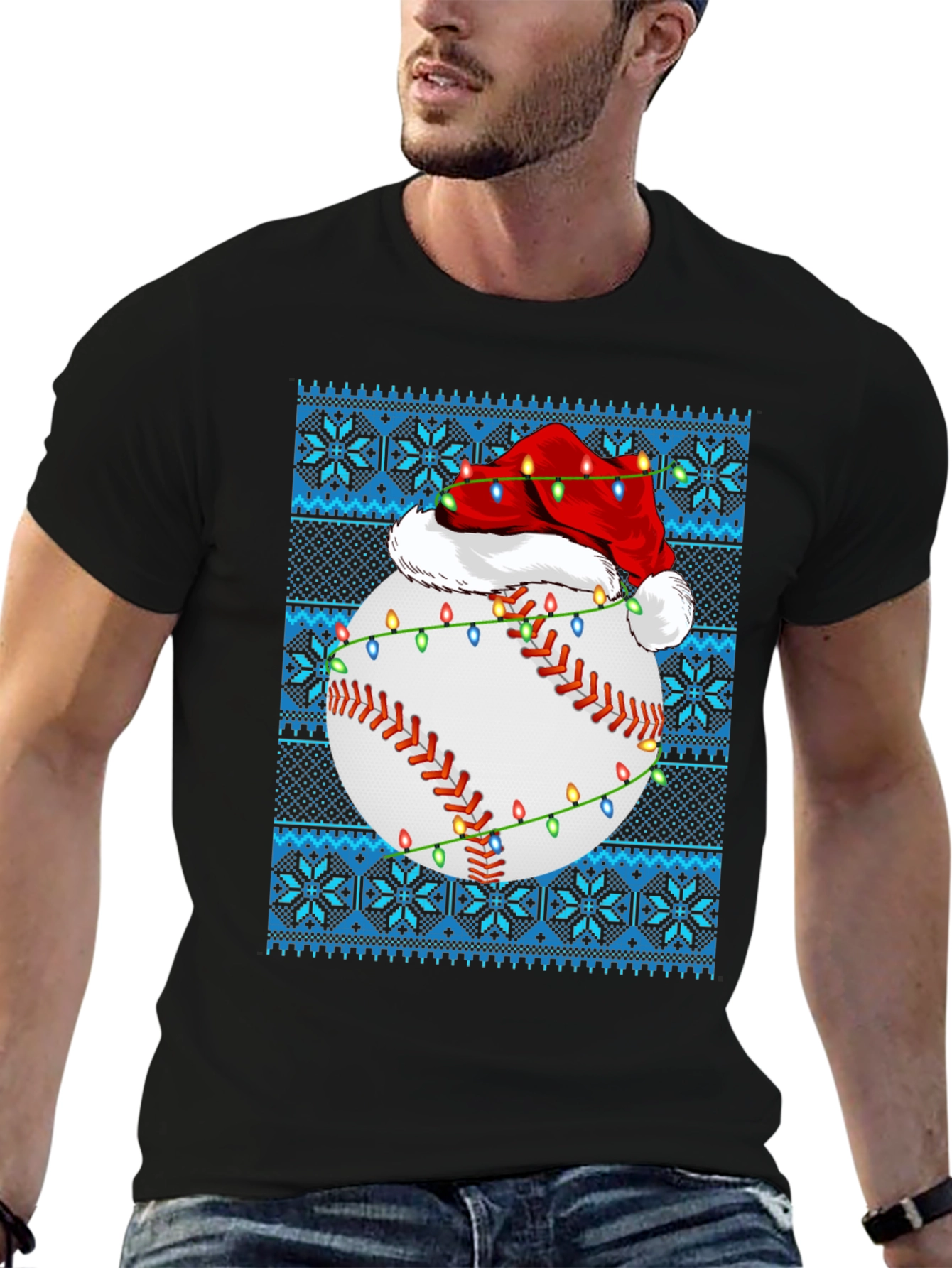 Festive Baseball Ugly Christmas Sweater T-Shirt