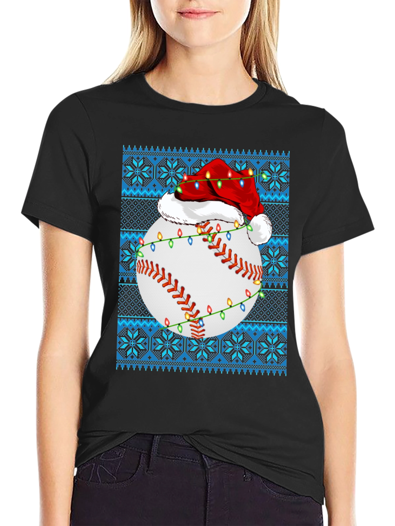 Festive Baseball Ugly Christmas Sweater T-Shirt