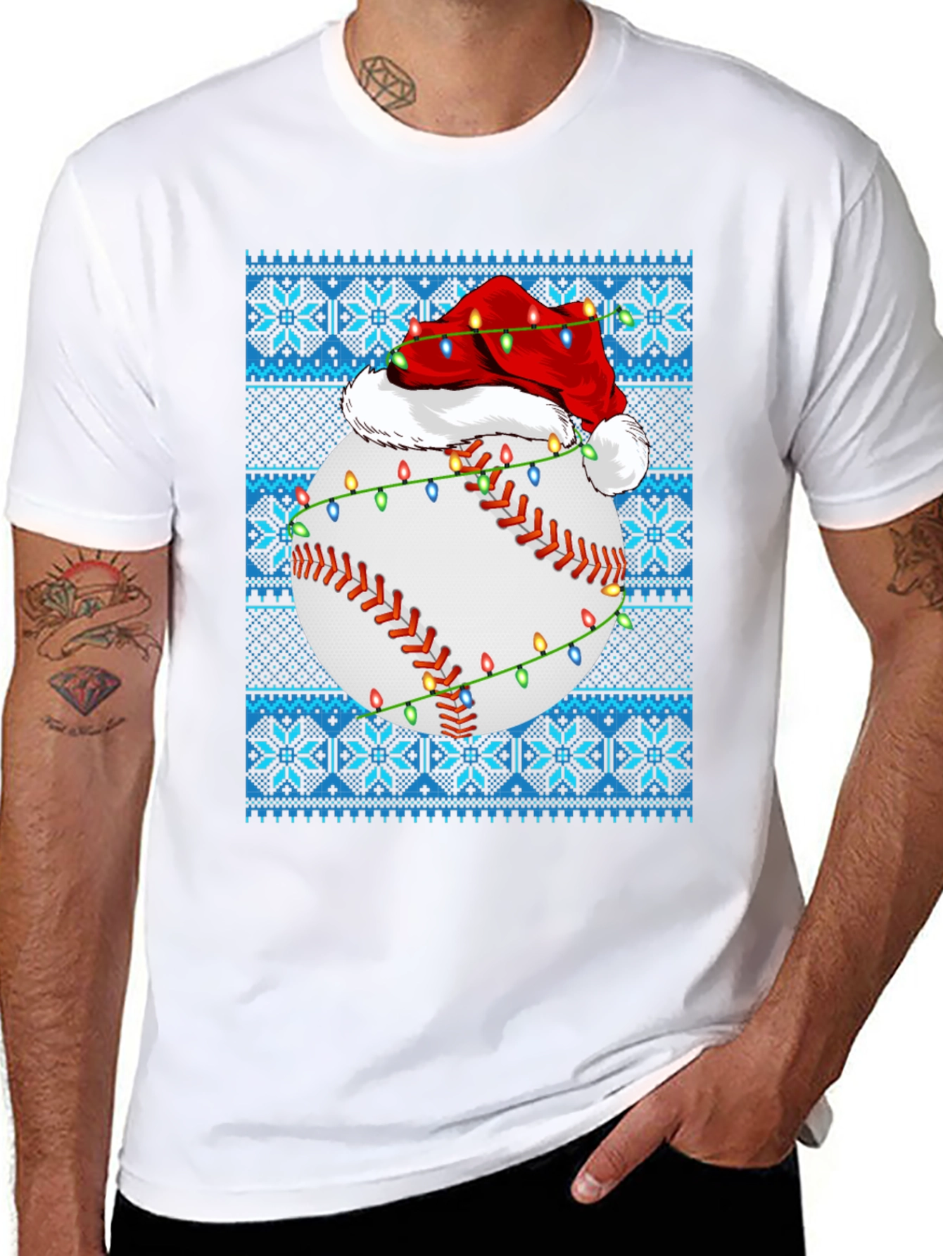 Festive Baseball Ugly Christmas Sweater T-Shirt