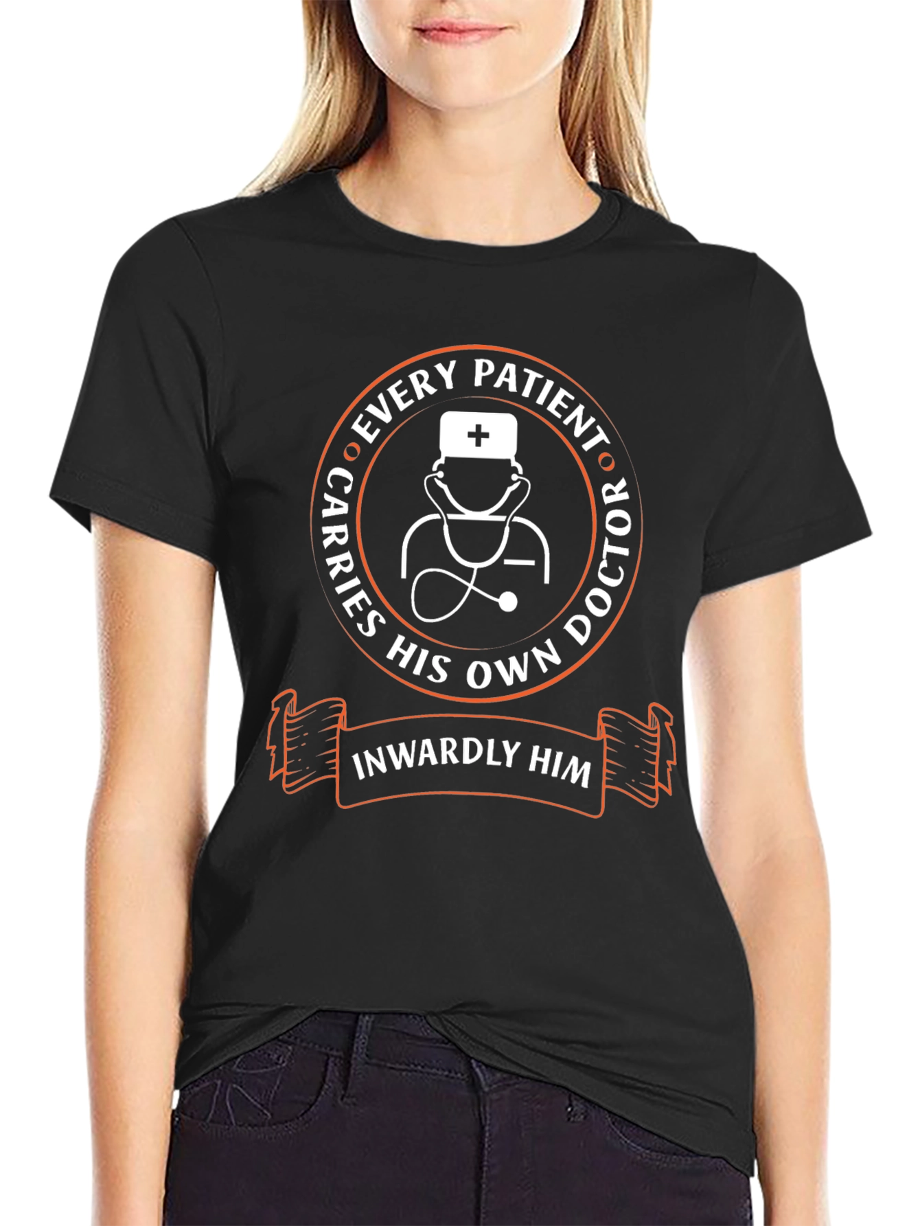 Doctor Graphic Print Black T-Shirt