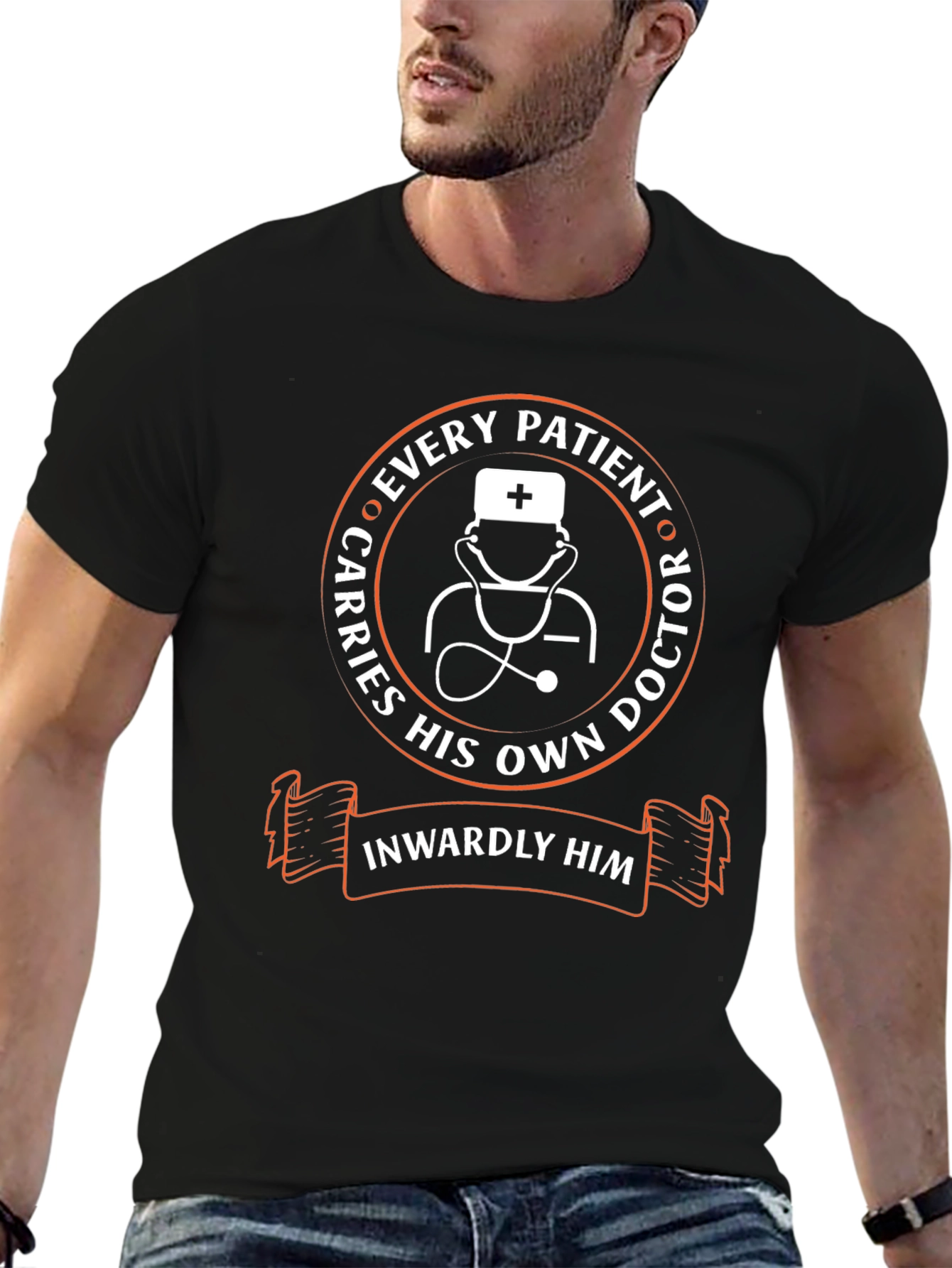 Doctor Graphic Print Black T-Shirt