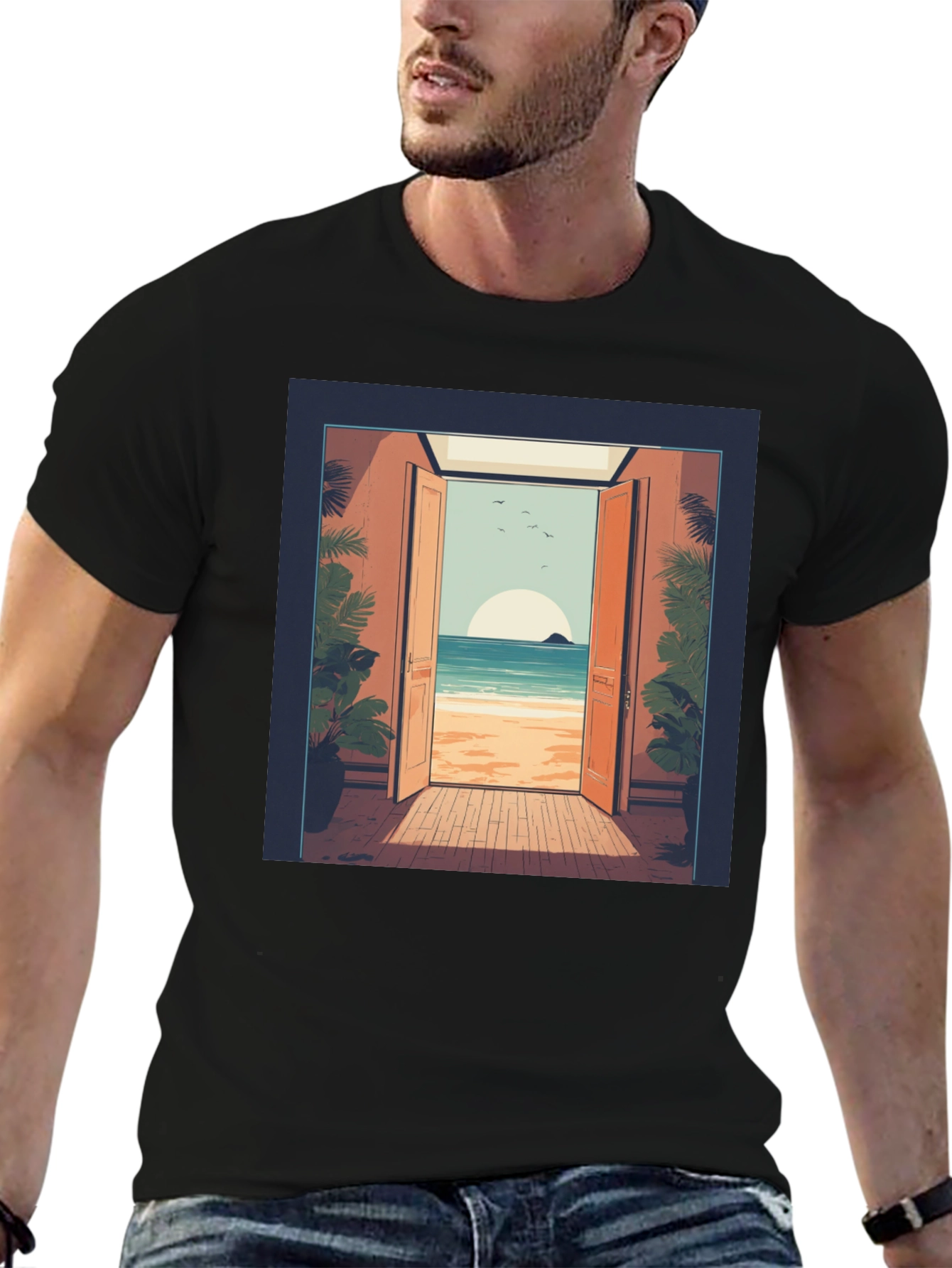 Beach View Graphic Tee - Relaxed Comfort