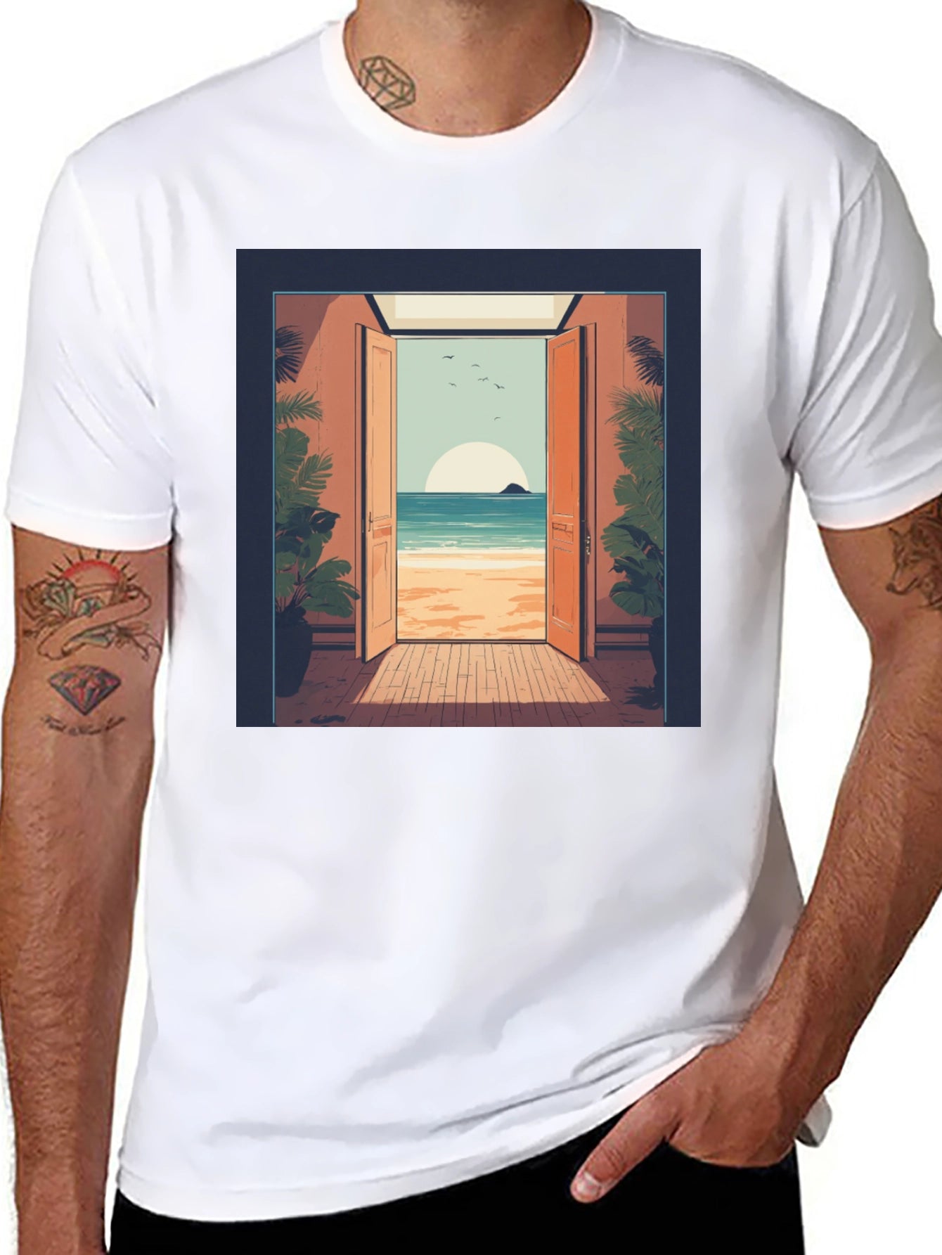 Beach View Graphic Tee - Relaxed Comfort