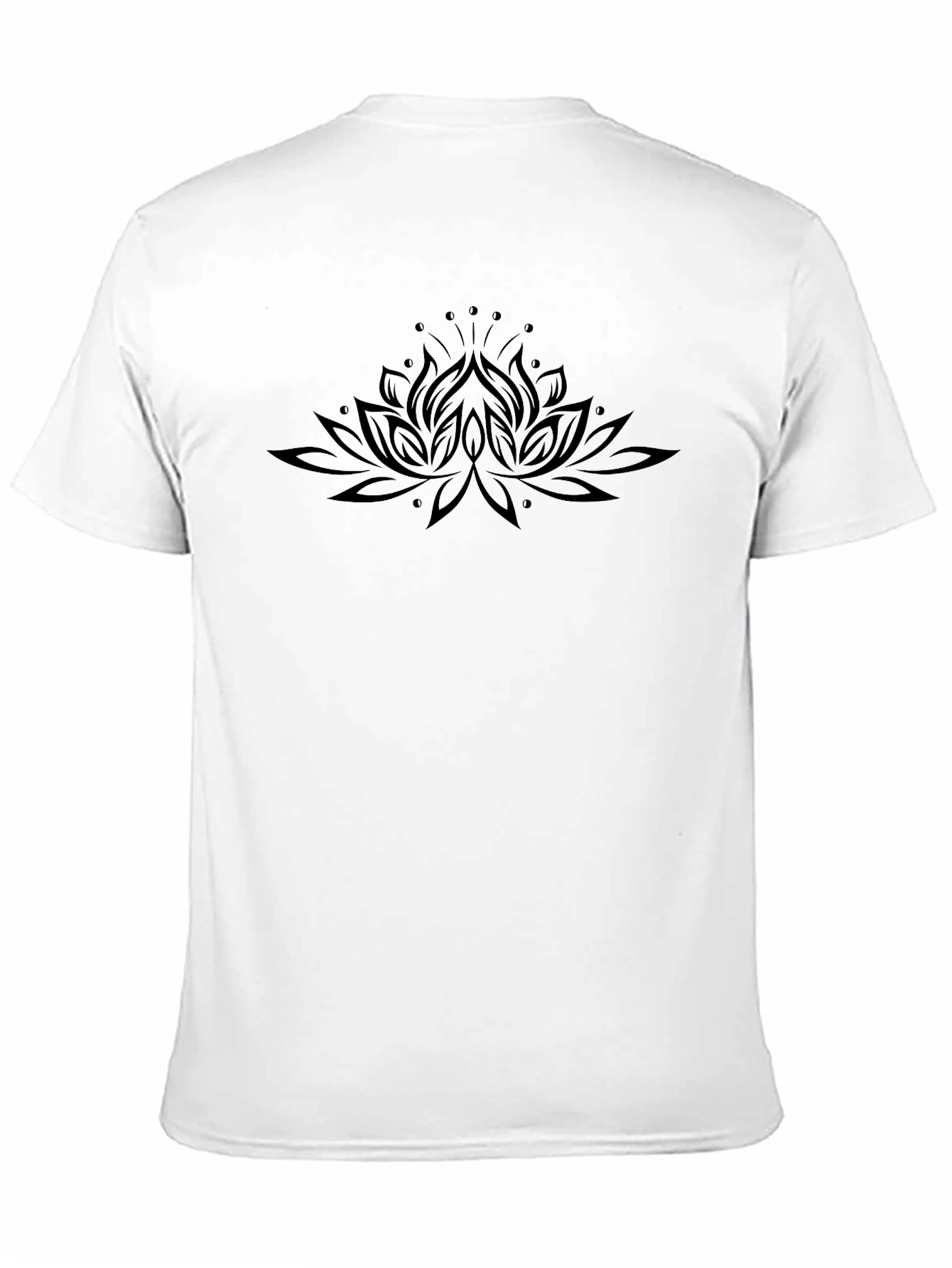Black Lotus Flower Graphic Tee - Soft Cotton Blend
