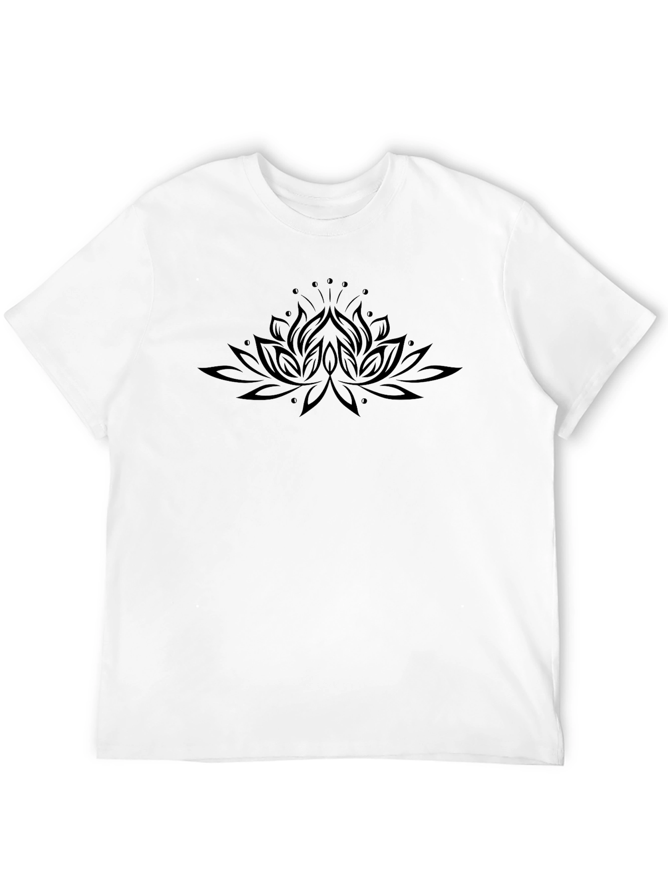 Black Lotus Flower Graphic Tee - Soft Cotton Blend