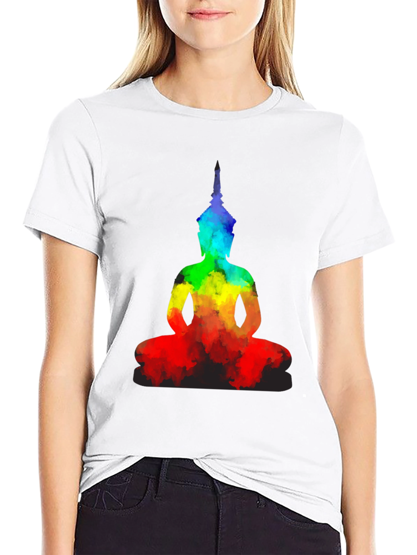 Rainbow Buddha Graphic T-Shirt - Meditate in Style!