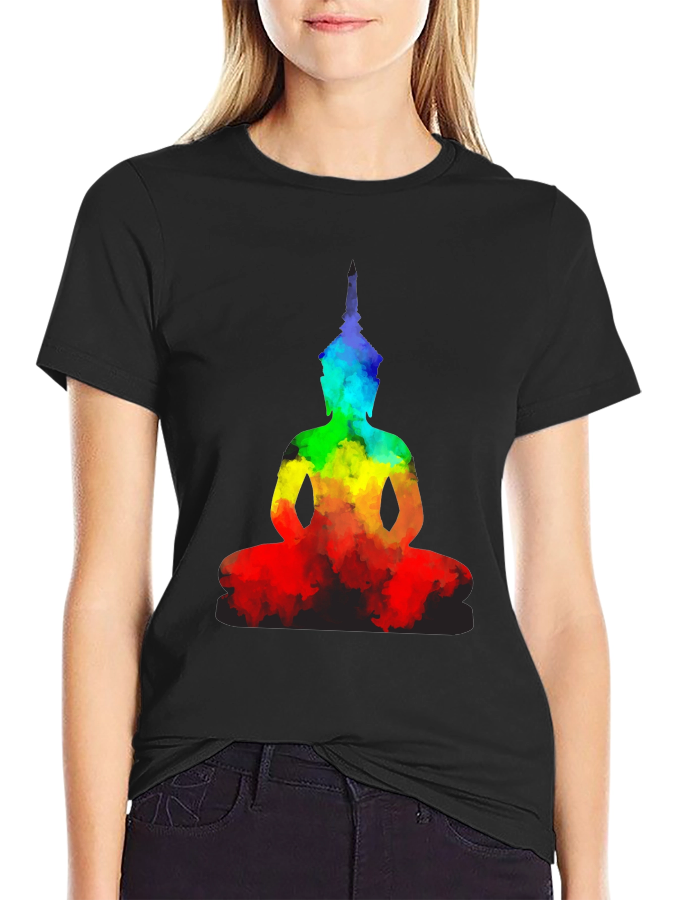 Rainbow Buddha Graphic T-Shirt - Meditate in Style!