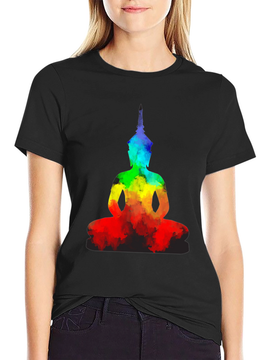 Rainbow Buddha Graphic T-Shirt - Meditate in Style!