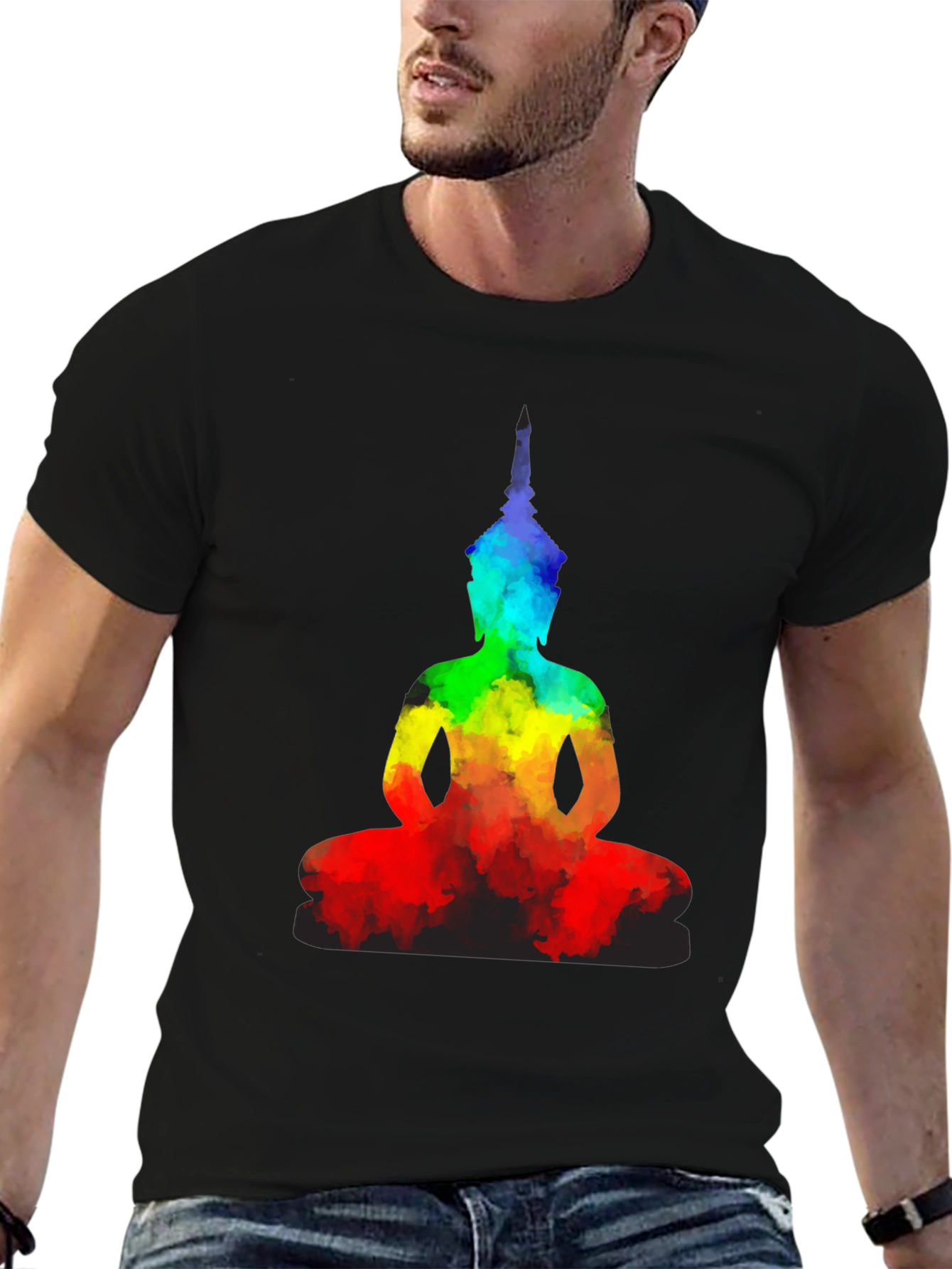 Rainbow Buddha Graphic T-Shirt - Meditate in Style!