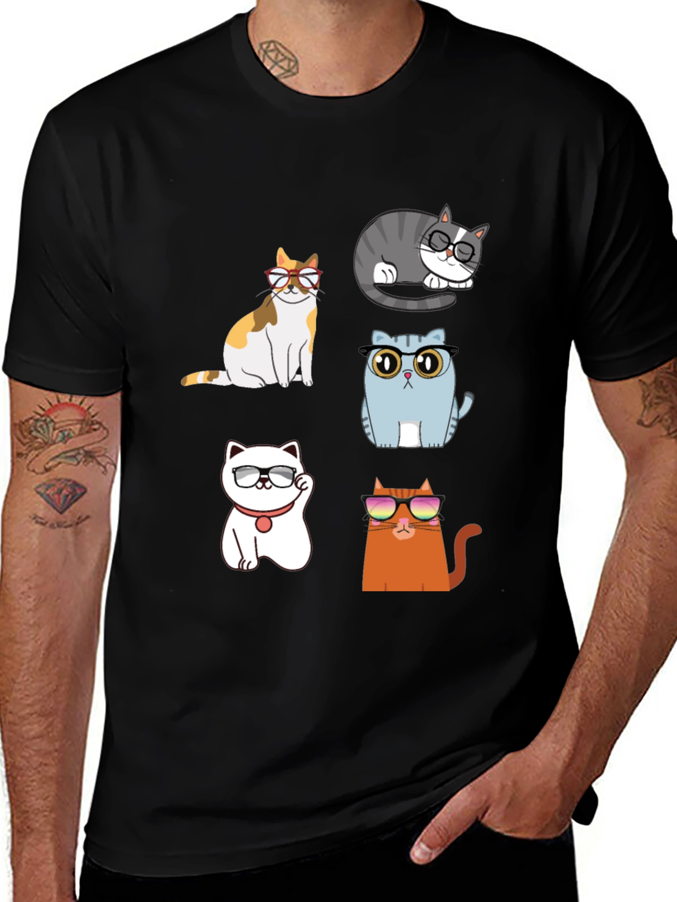 Cool Cats Graphic T-Shirt - Unisex Black Tee