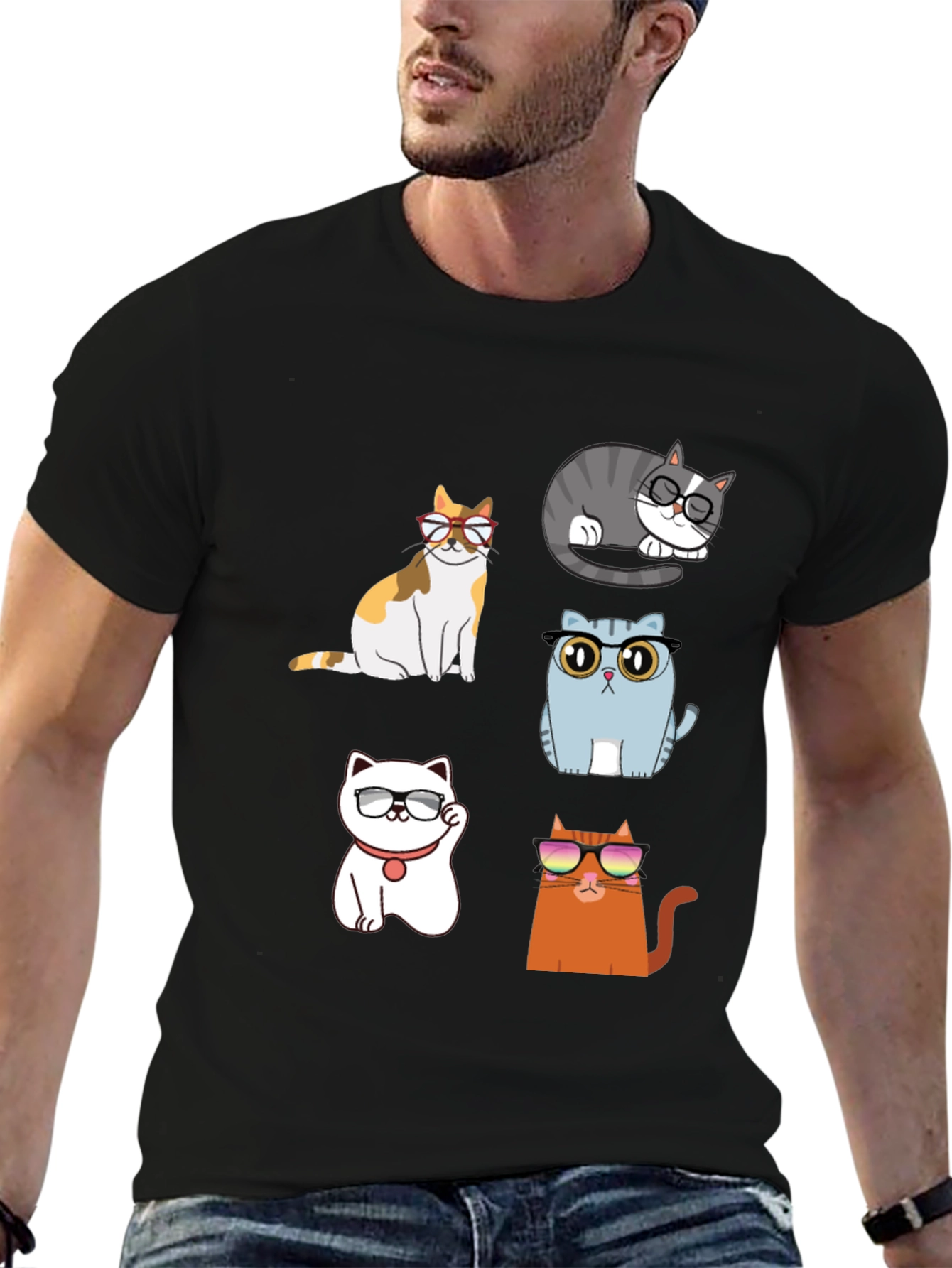 Cool Cats Graphic T-Shirt - Unisex Black Tee