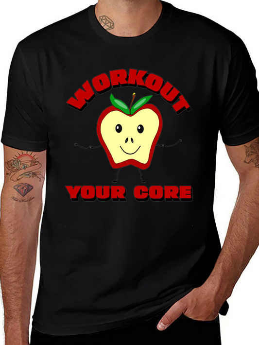 Workout Your Core Funny Apple Fitness T-Shirt